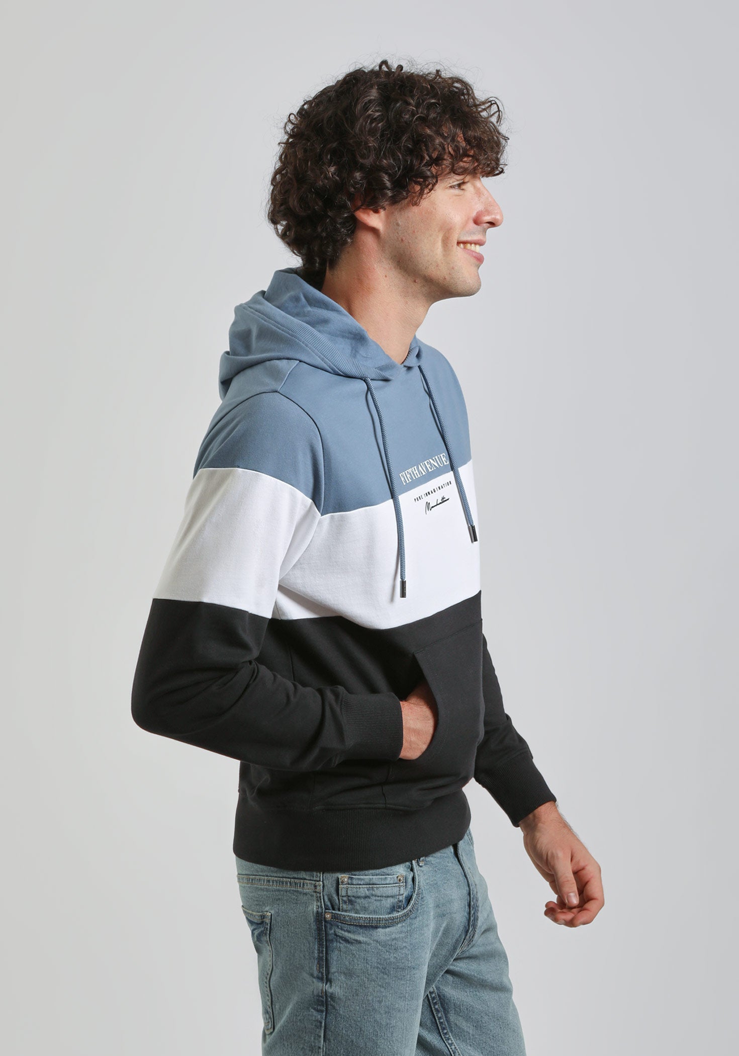 Felpa con cappuccio colorblock|Colore:Ciano