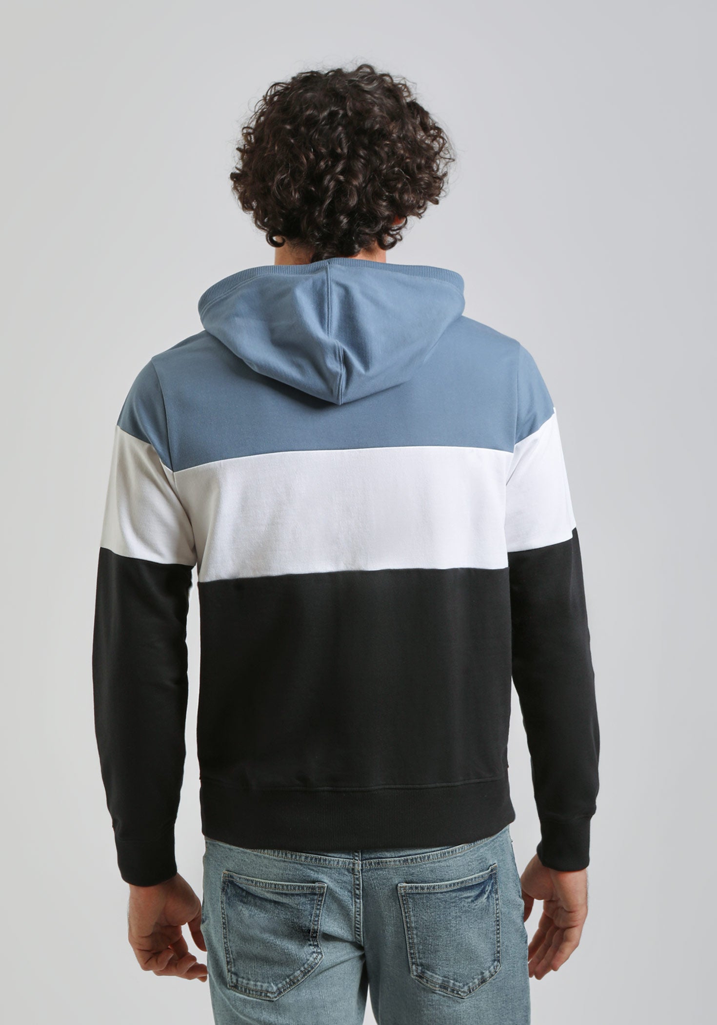 Felpa con cappuccio colorblock|Colore:Ciano