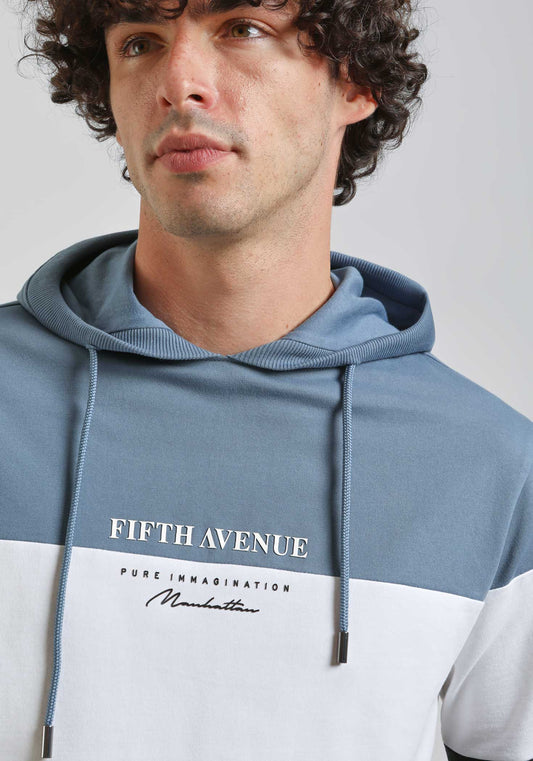 Felpa con cappuccio colorblock|Colore:Ciano