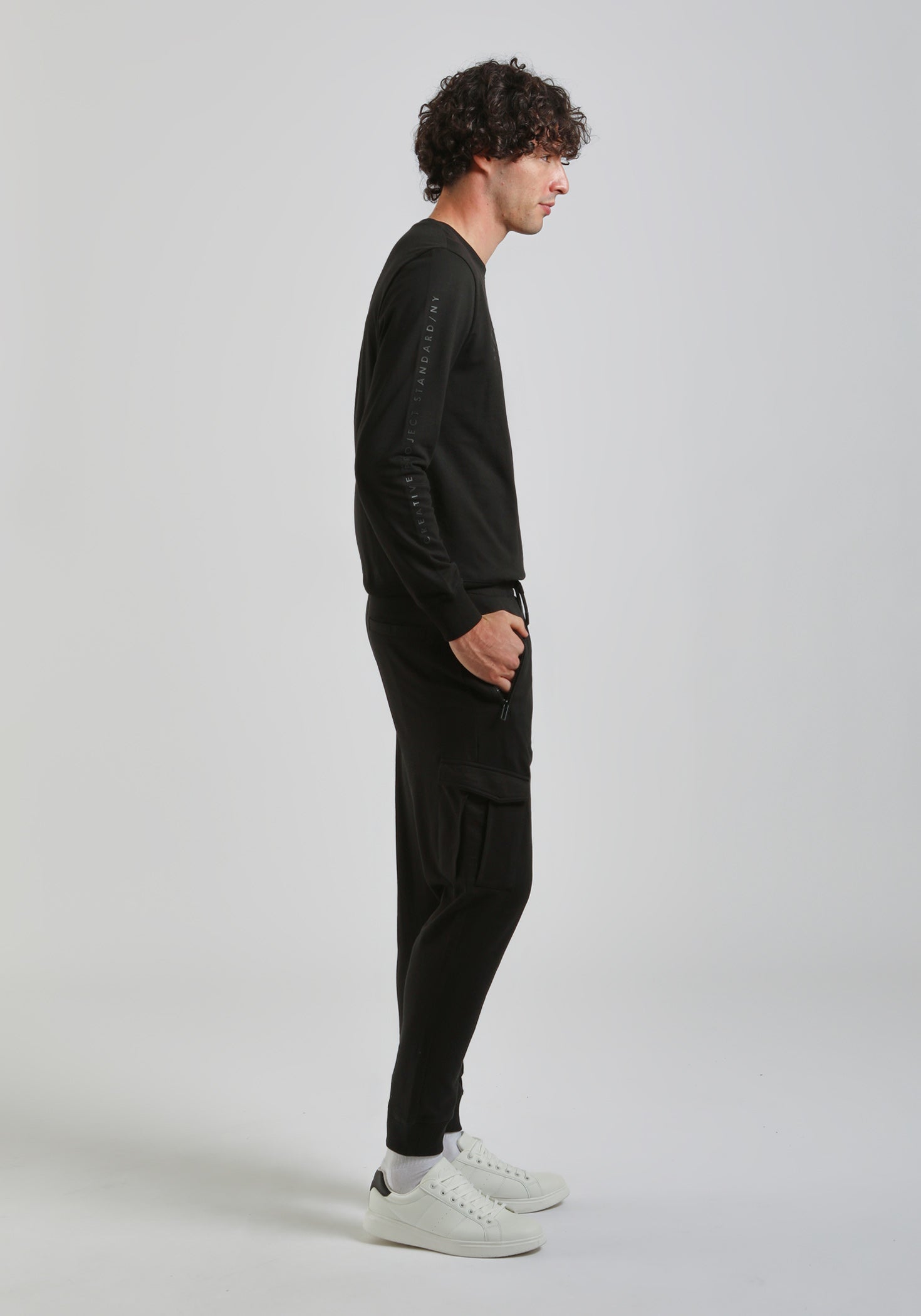 Jogger in felpa con tasconi|Colore:Nero