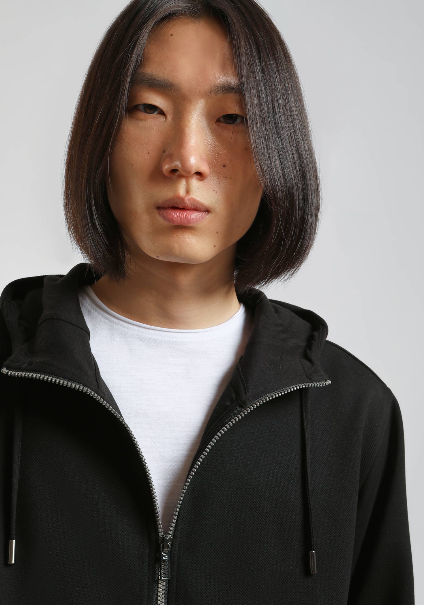 Felpa zip con cappuccio|Colore:Nero