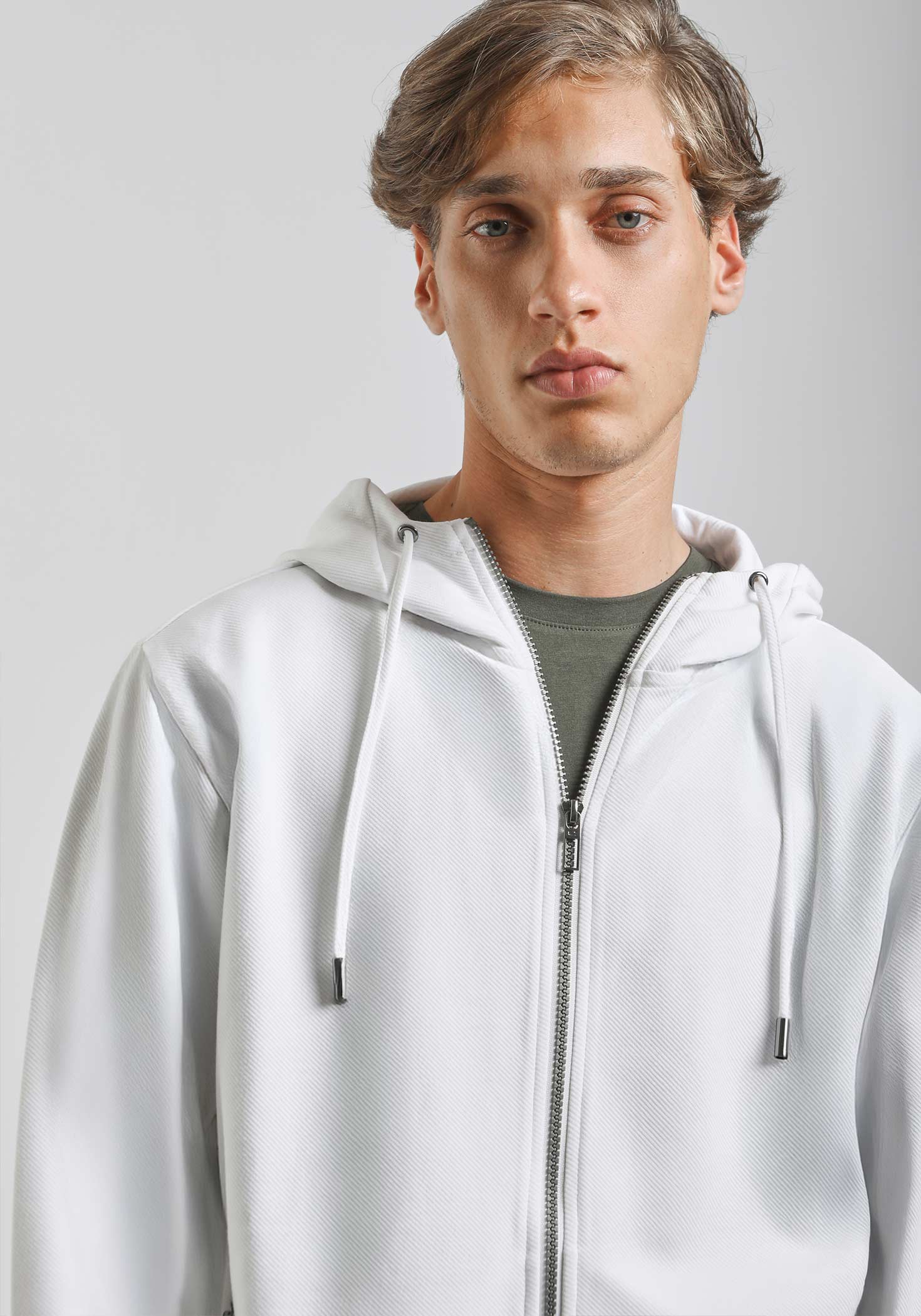 Felpa zip con cappuccio|Colore:Off white