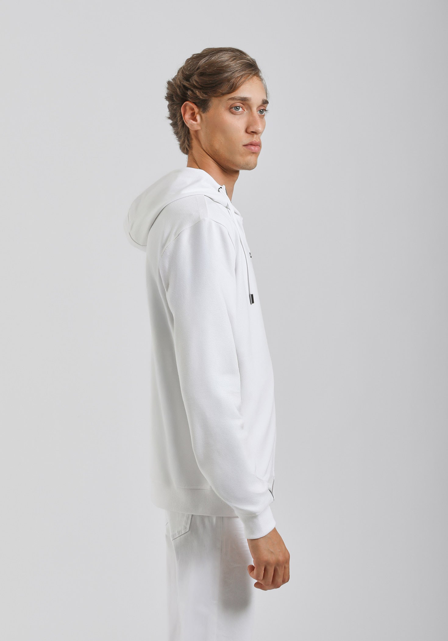 Felpa zip con cappuccio|Colore:Off white