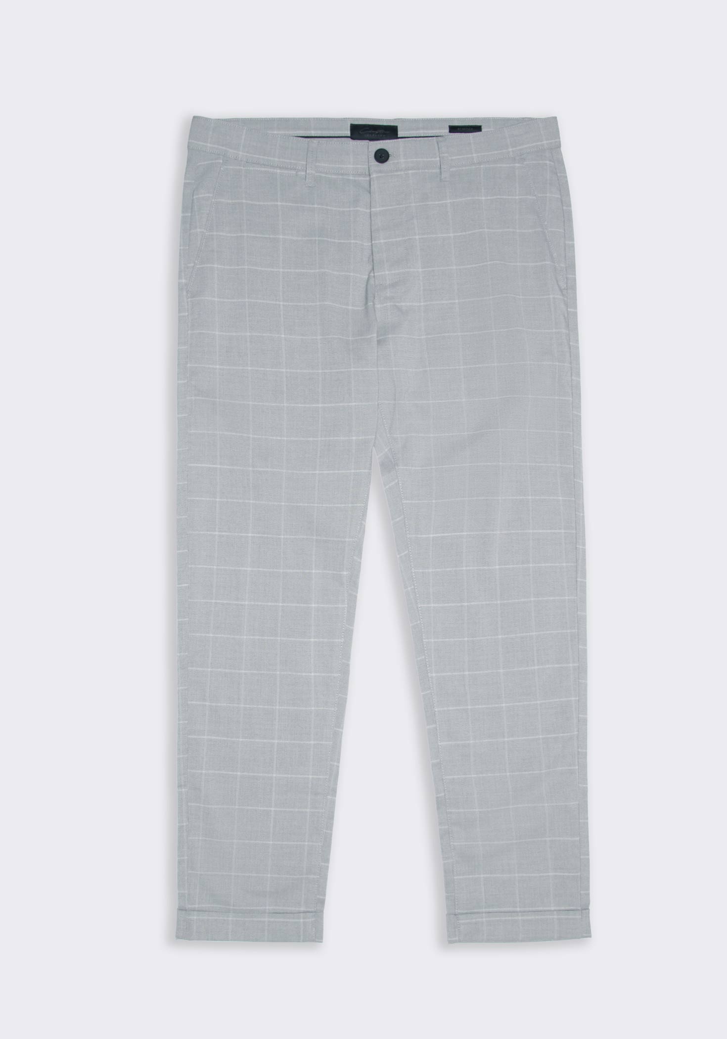 Pantaloni chino con fantasia a quadri|Colore:Grigio
