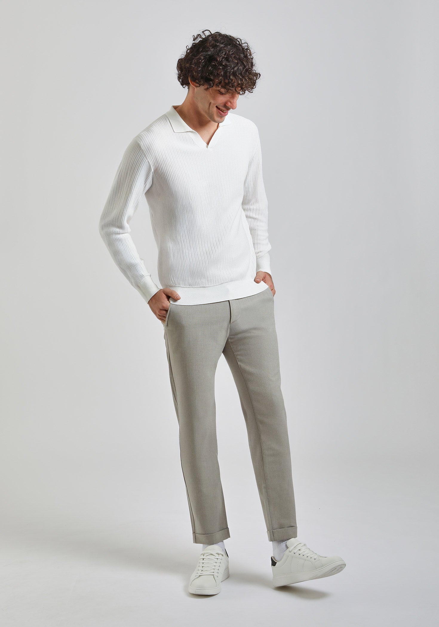 Pantaloni chino con fantasia|Colore:Sabbia