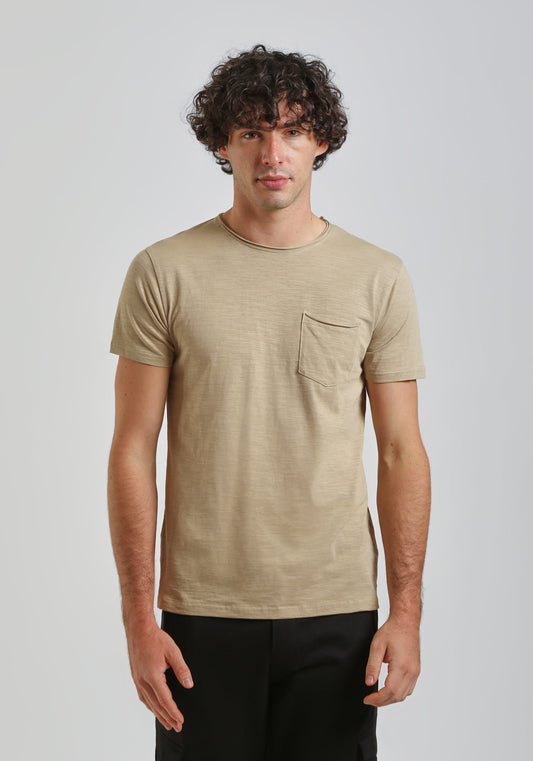 T-shirt con taschino|Colore:Beige