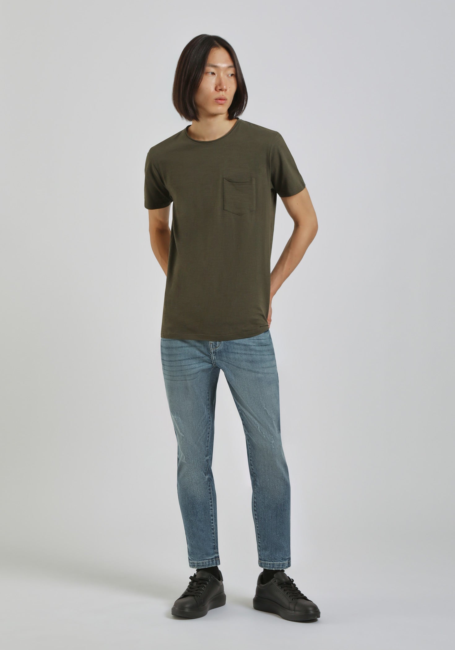 T-shirt con taschino|Colore:Verde bosco