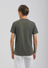 T-shirt elastica con stampa|Colore:Verde bosco