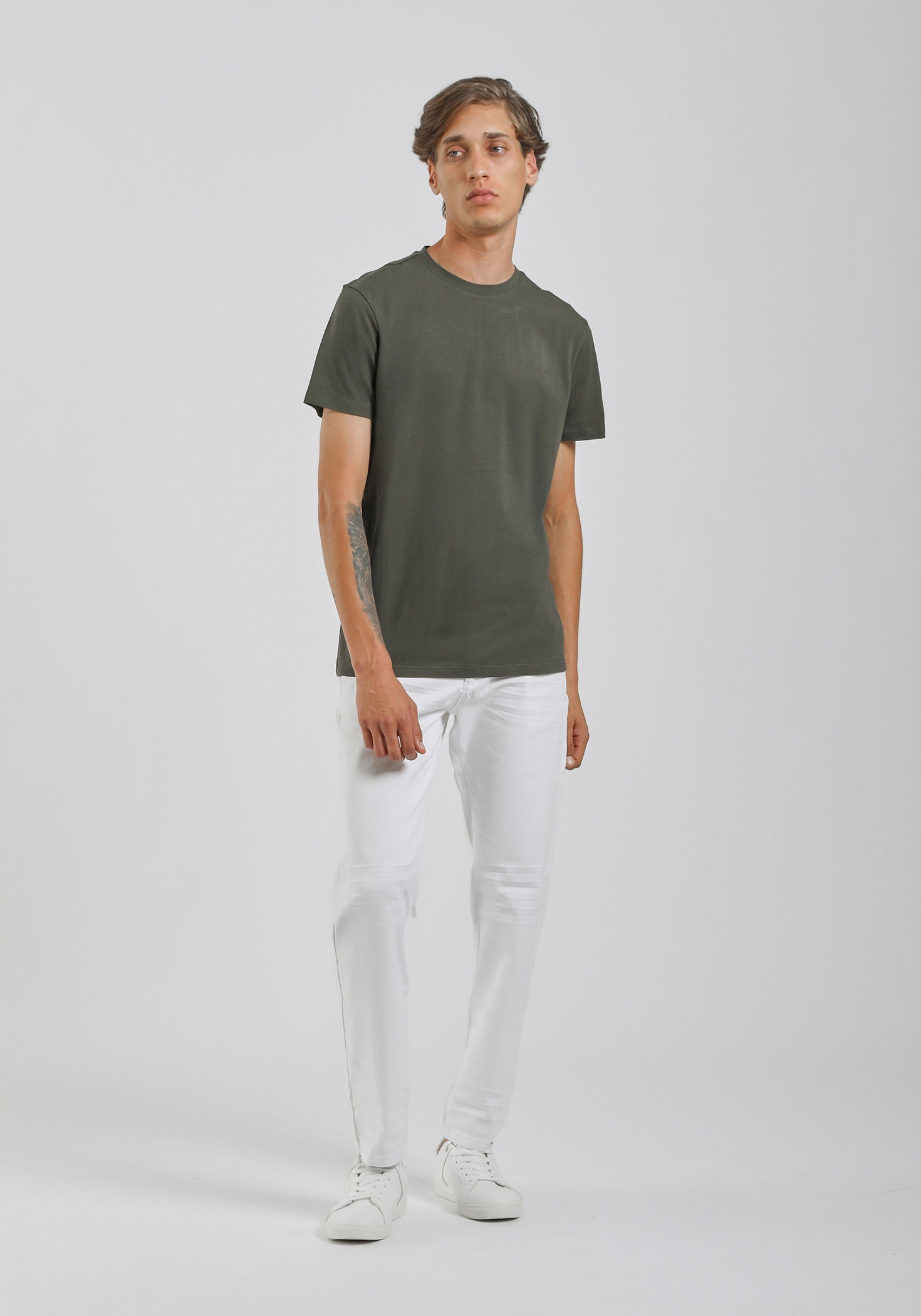 T-shirt elastica con stampa|Colore:Verde bosco