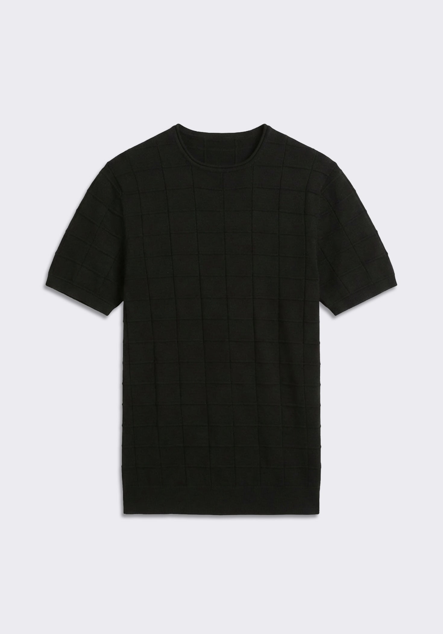 T-shirt in maglia a quadri|Colore:Nero