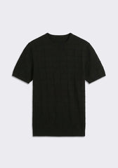 T-shirt in maglia a quadri|Colore:Nero