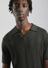 Polo in maglia rigata|Colore:Verde bosco