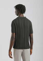 Polo in maglia rigata|Colore:Verde bosco