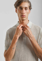 Polo in maglia forata|Colore:Beige melange