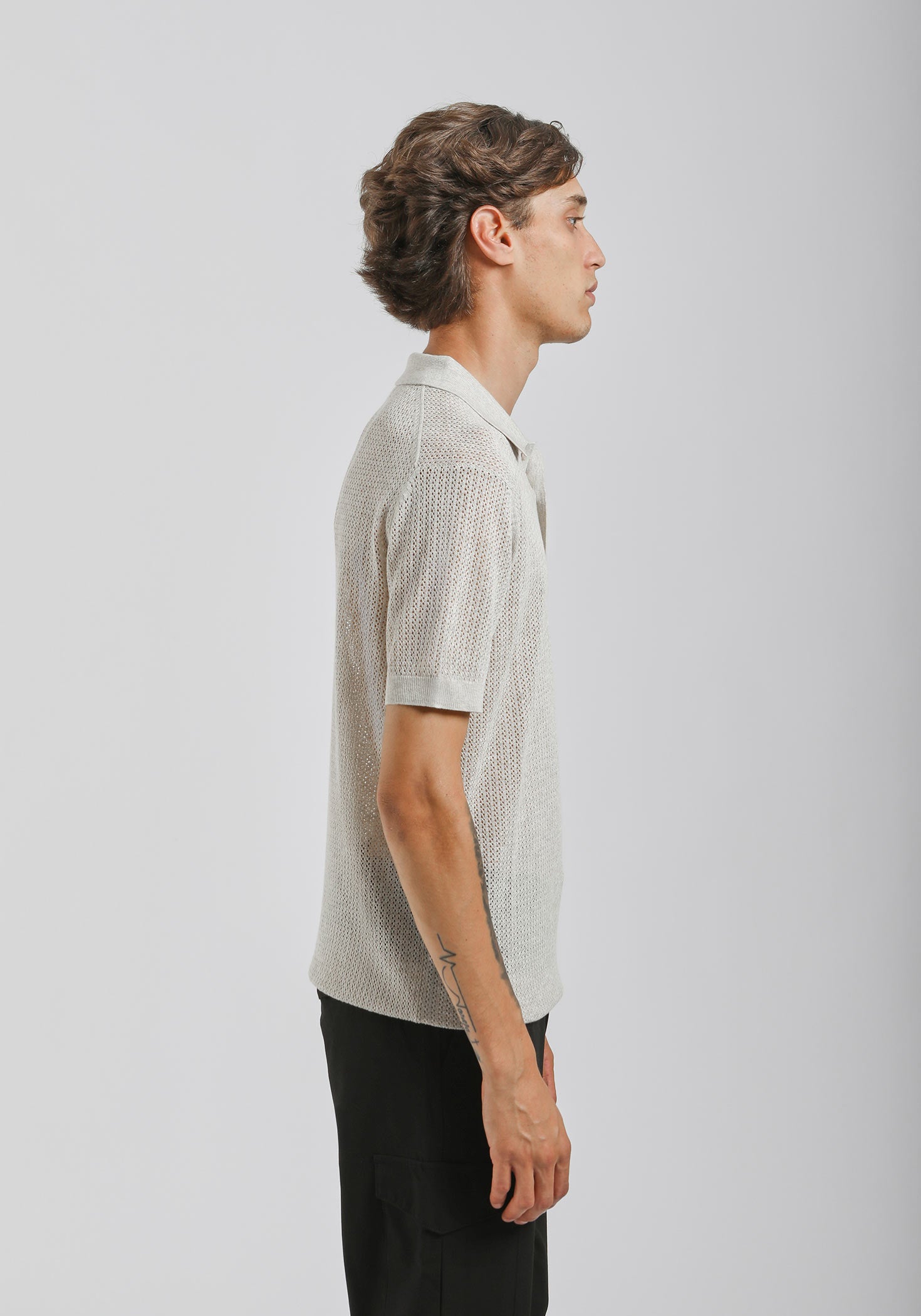 Polo in maglia forata|Colore:Beige melange
