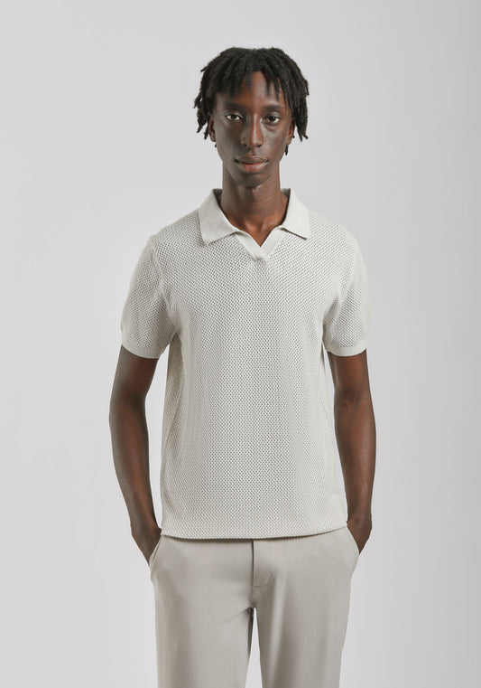 Polo in maglia forata|Colore:Ecrù