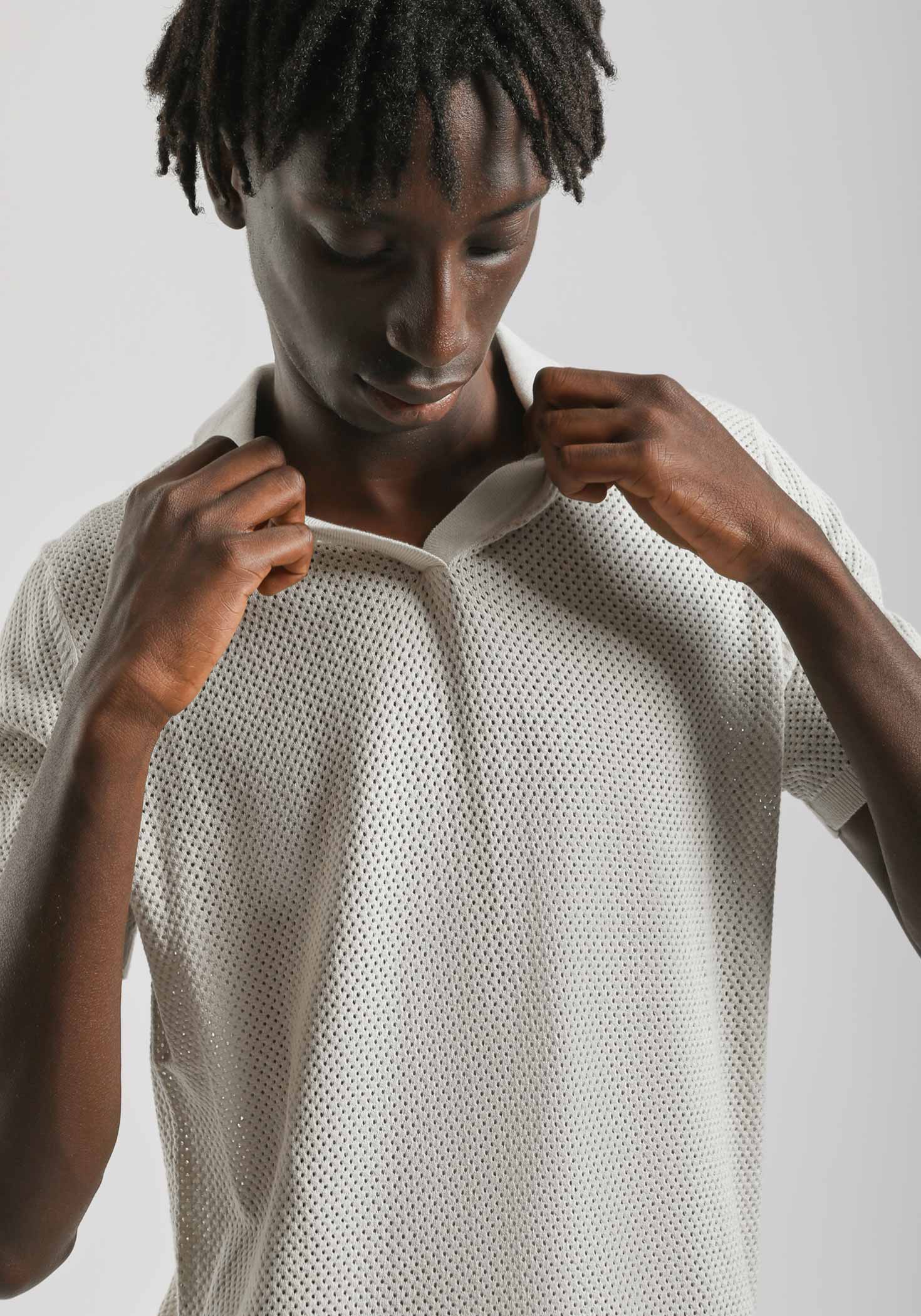 Polo in maglia forata|Colore:Ecrù