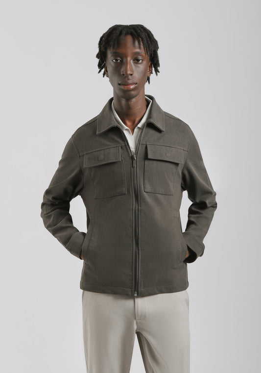 Giacca camicia effetto camoscio|Colore:Verde scuro