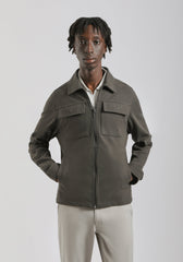 Giacca camicia effetto camoscio|Colore:Verde scuro