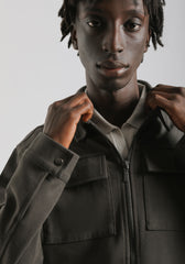 Giacca camicia effetto camoscio|Colore:Verde scuro