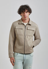 Giacca camicia effetto camoscio|Colore:Sabbia