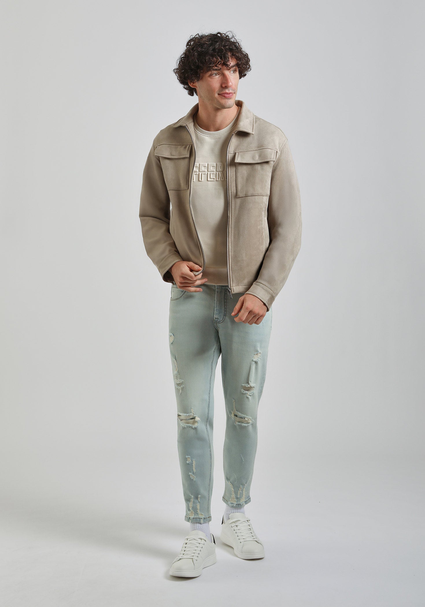 Giacca camicia effetto camoscio|Colore:Sabbia