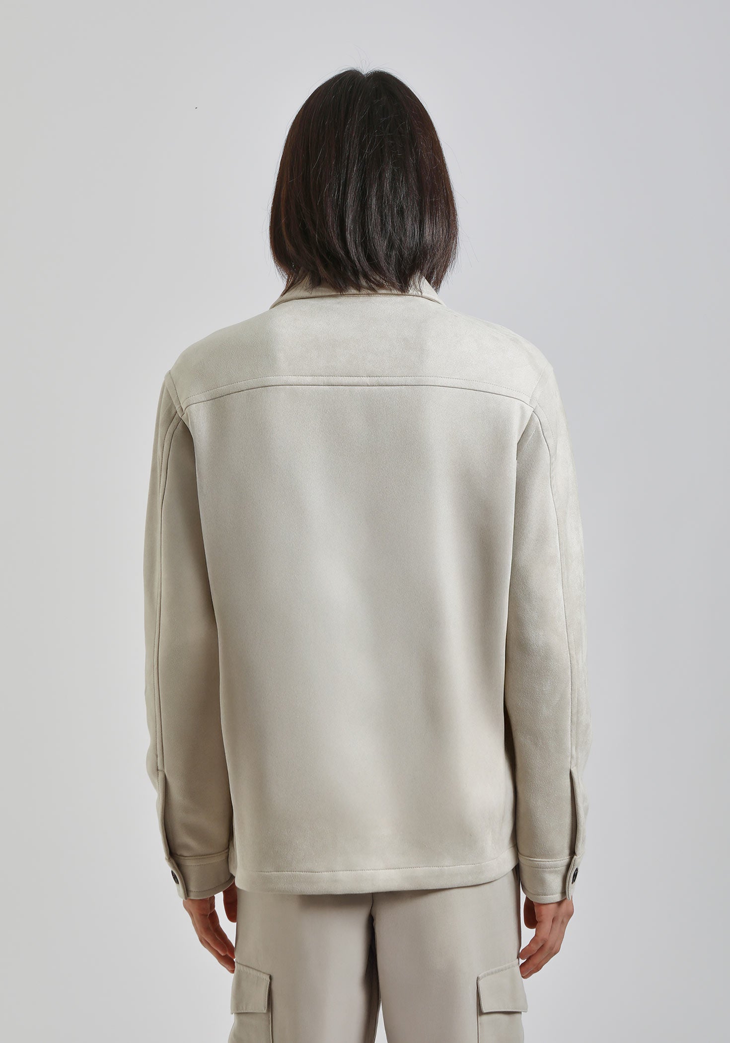 Giacca camicia effetto camoscio|Colore:Ghiaccio