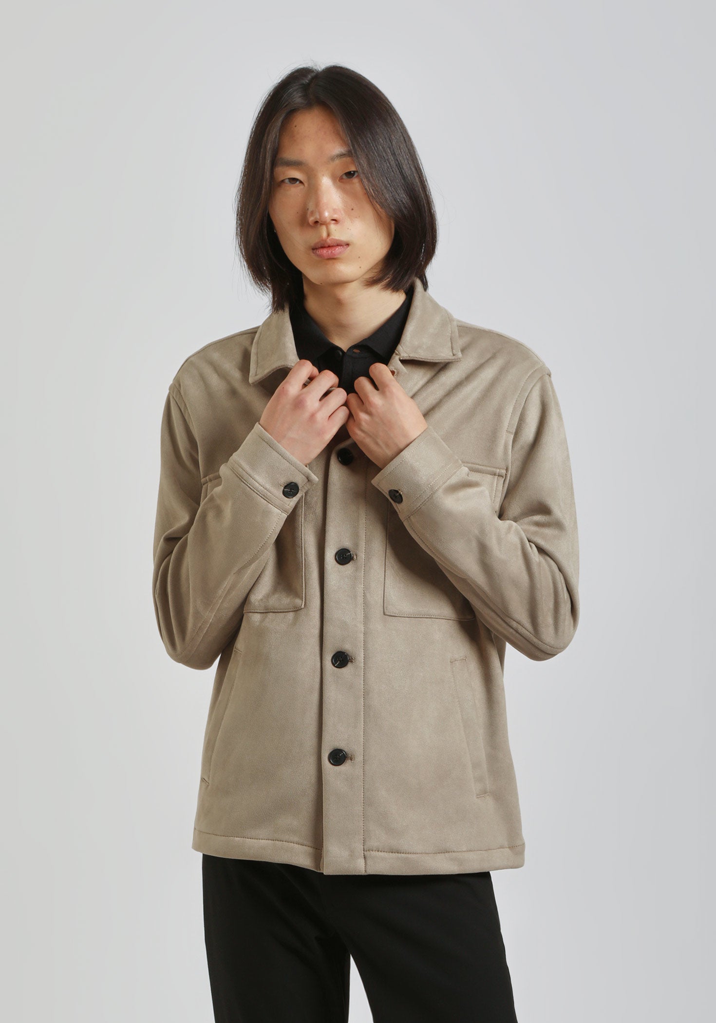 Giacca camicia effetto camoscio|Colore:Sabbia