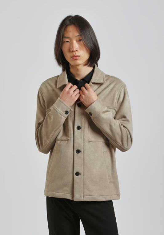 Giacca camicia effetto camoscio|Colore:Sabbia