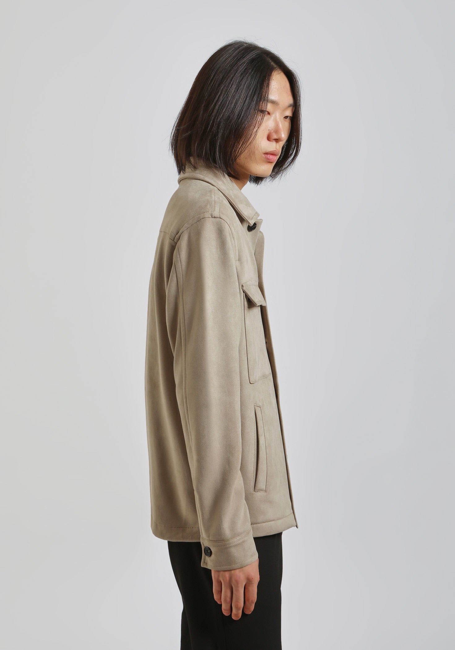 Giacca camicia effetto camoscio|Colore:Sabbia