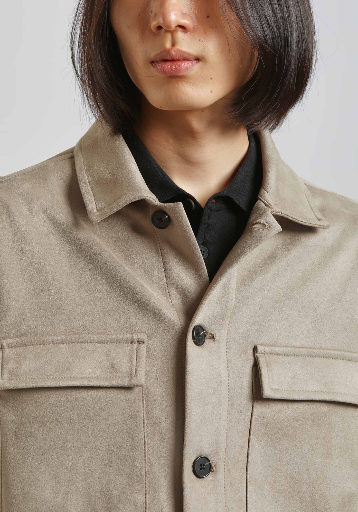 Giacca camicia effetto camoscio|Colore:Sabbia