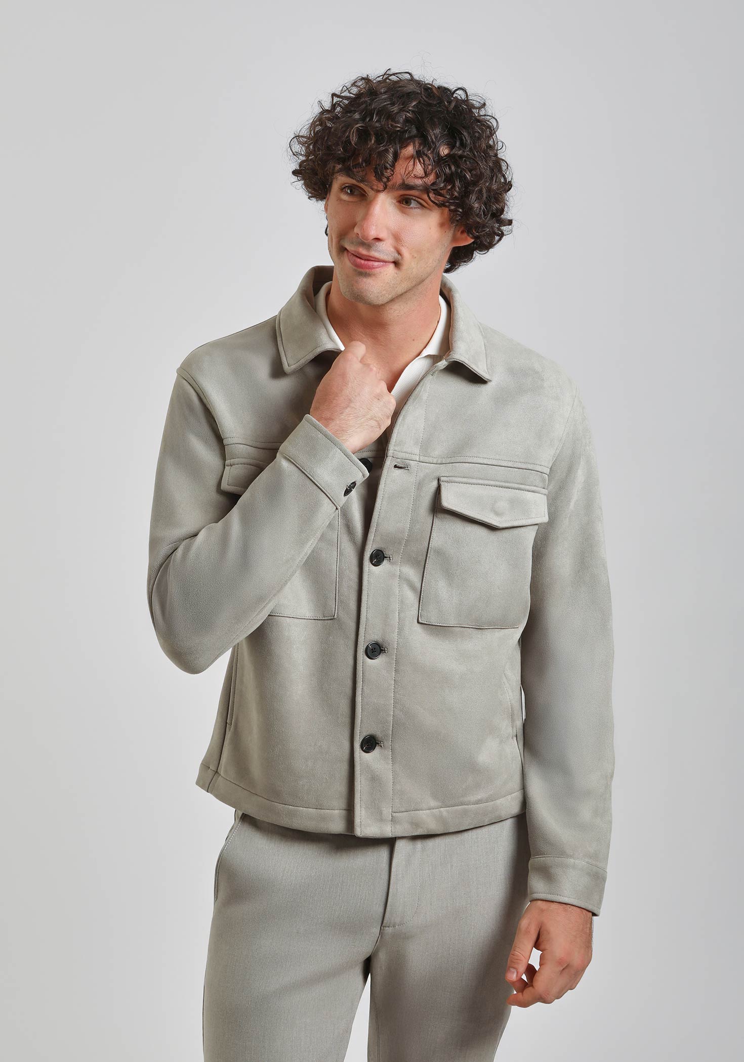 Giacca camicia|Colore:Grigio perla