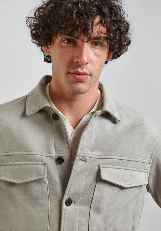 Giacca camicia|Colore:Grigio perla