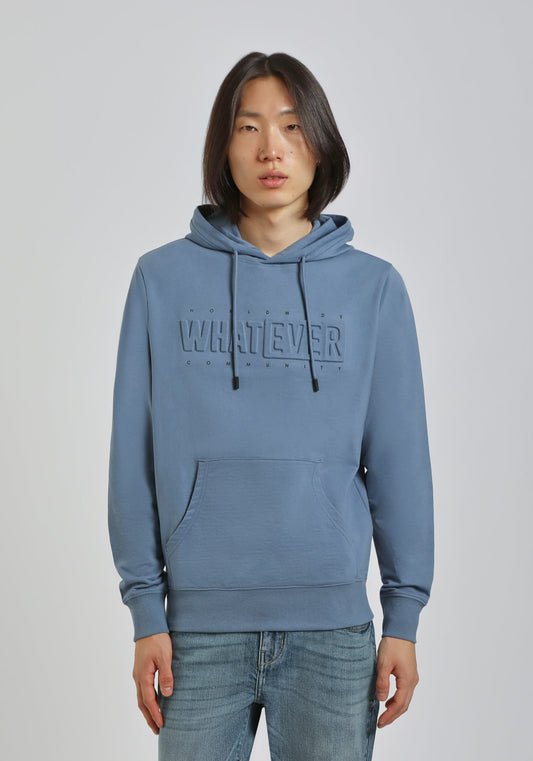 Felpa con cappuccio con stampa a rilievo|Colore:Ciano