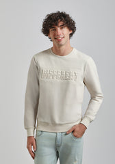 Felpa girocollo con stampa a rilievo|Colore:Ecrù