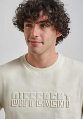 Felpa girocollo con stampa a rilievo|Colore:Ecrù