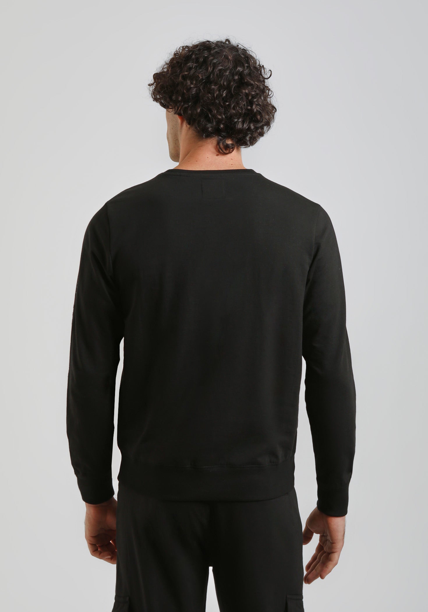 Felpa girocollo con stampa|Colore:Nero