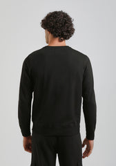 Felpa girocollo con stampa|Colore:Nero