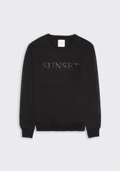 Felpa girocollo con stampa|Colore:Nero