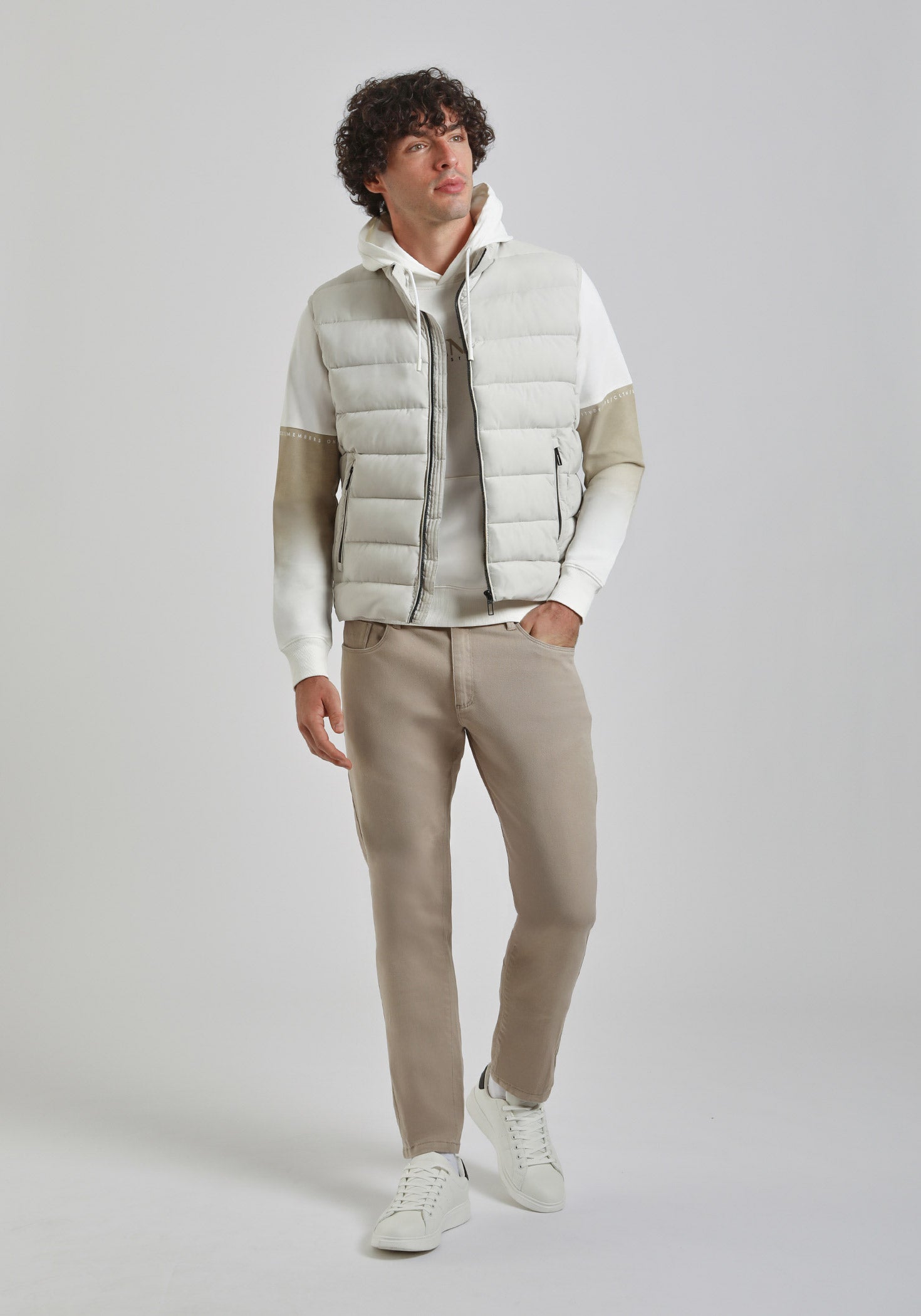 Smanicato imbottito in tessuto tecnico|Colore:Off white