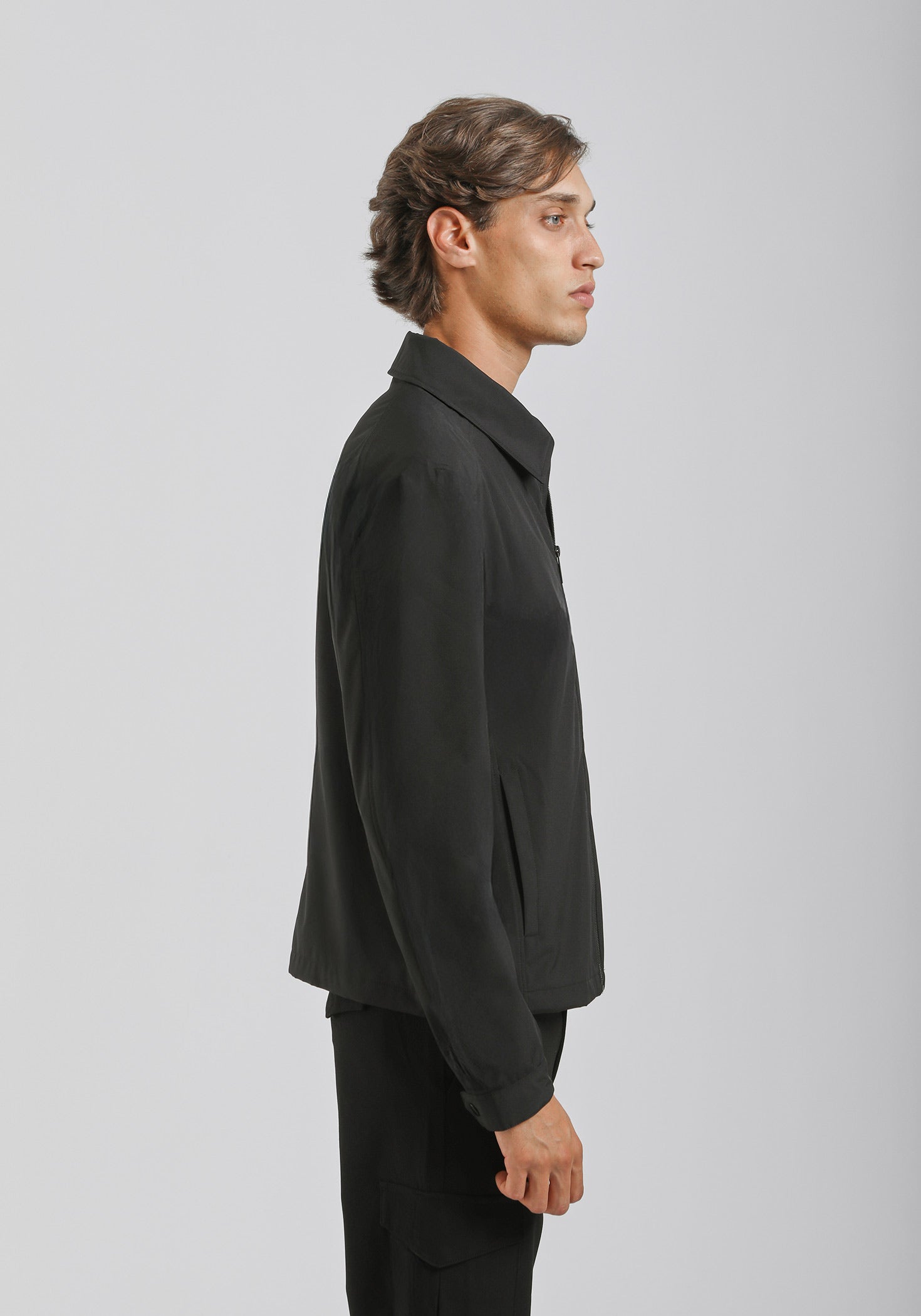 GIUBBOTTO COLLO CAMICIA IN TESSUTO TECNICO|Colore:Nero