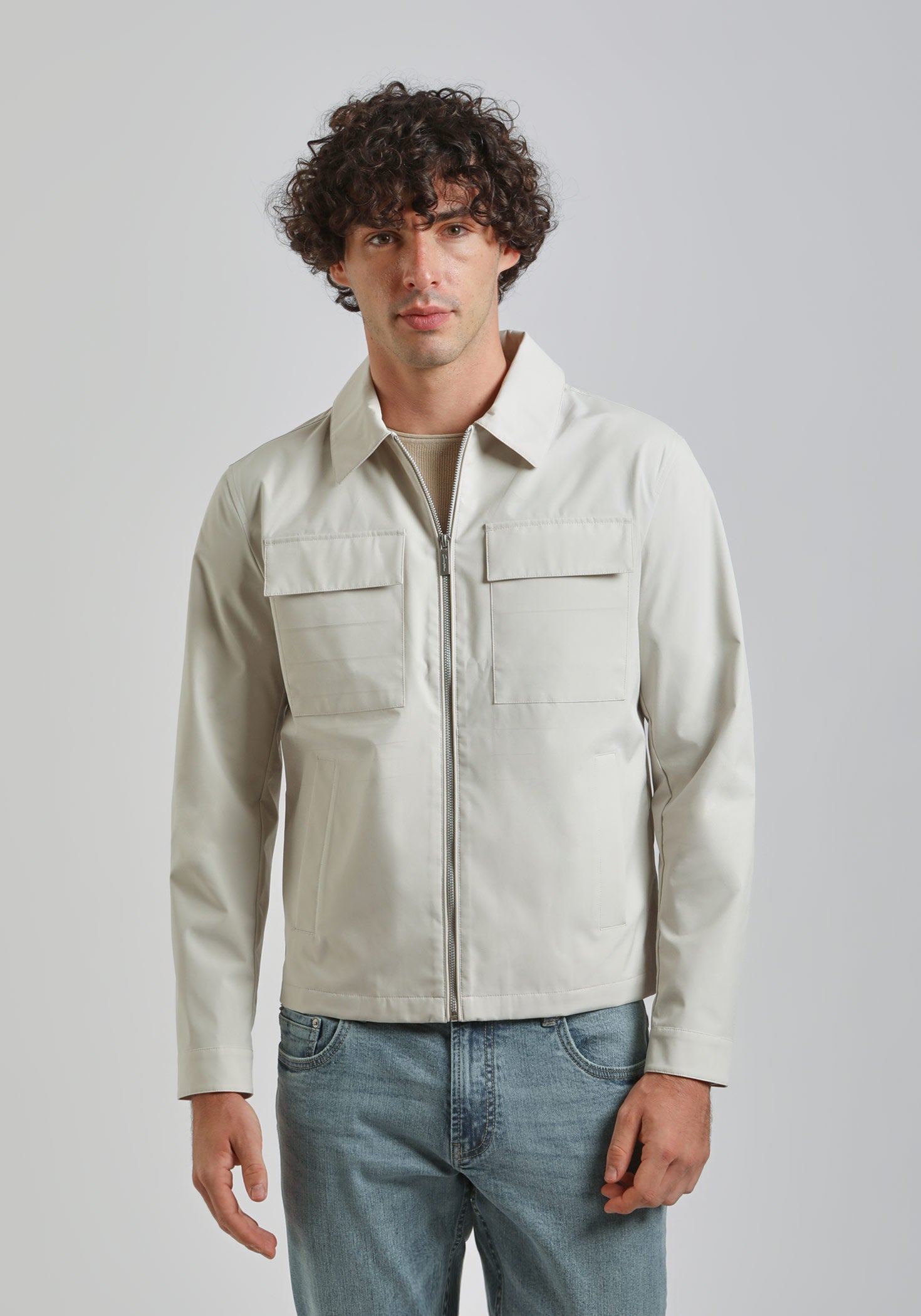 Giacca camicia con tasconi|Colore:Off white