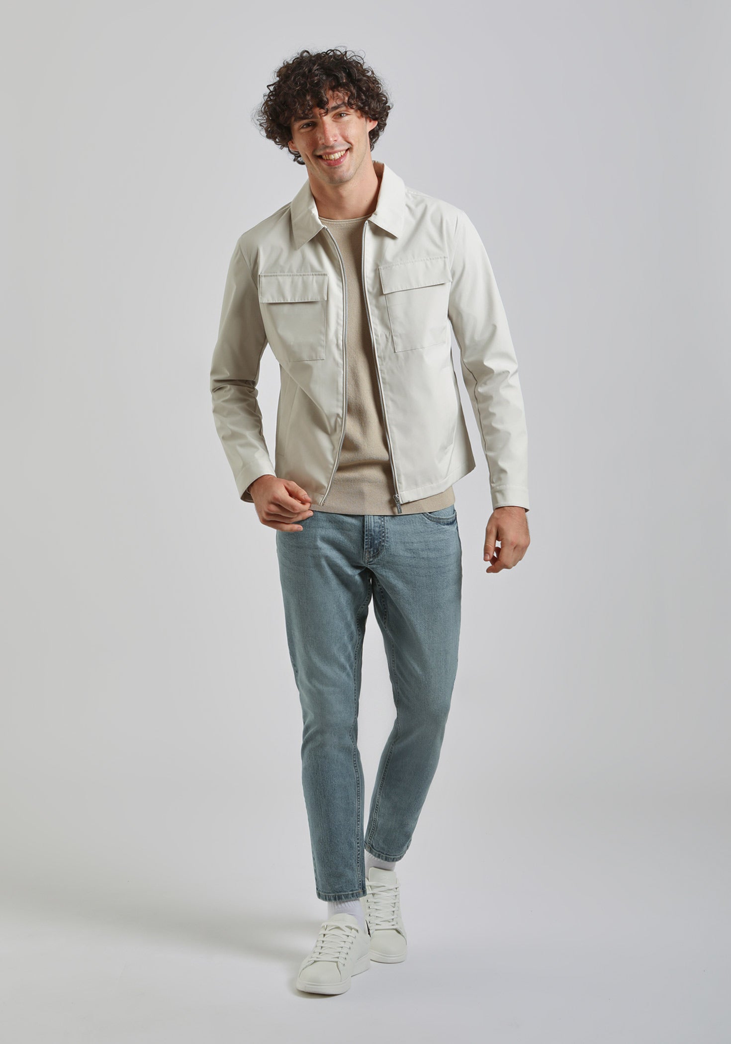 Giacca camicia con tasconi|Colore:Off white