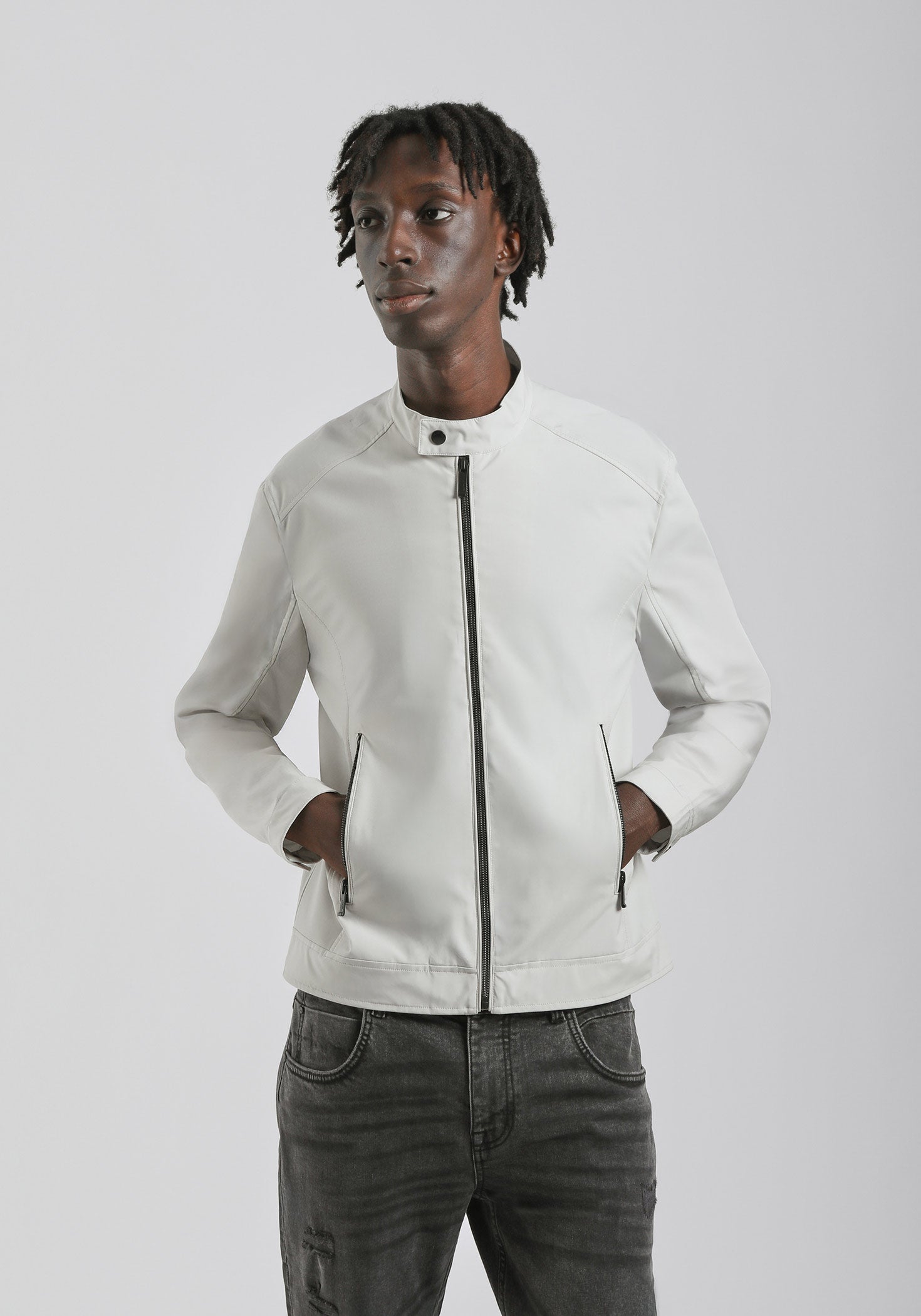 Giubbotto biker in tessuto tecnico|Colore:Off white