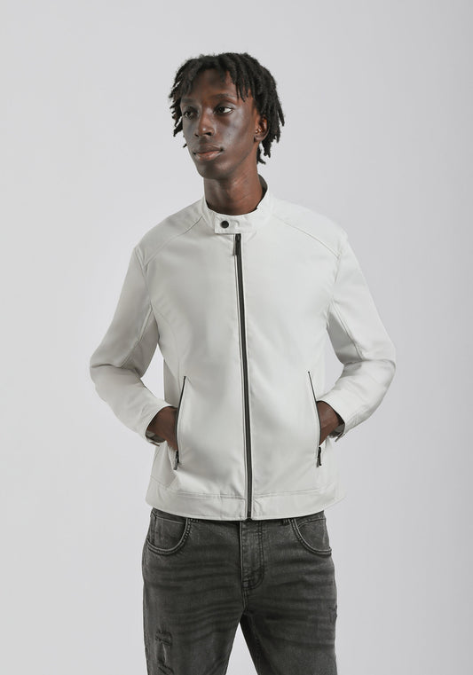 Giubbotto biker in tessuto tecnico|Colore:Off white