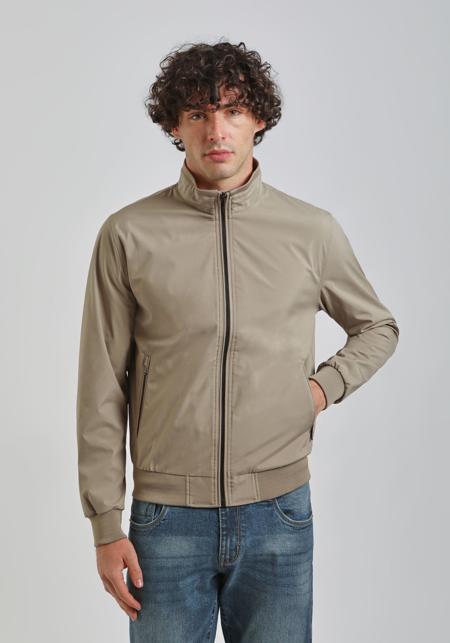 Giubbotto bomber in tessuto tecnico|Colore:Sabbia