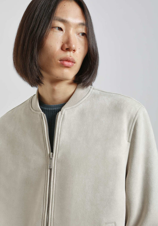 Giubbotto bomber effetto camoscio|Colore:Ghiaccio