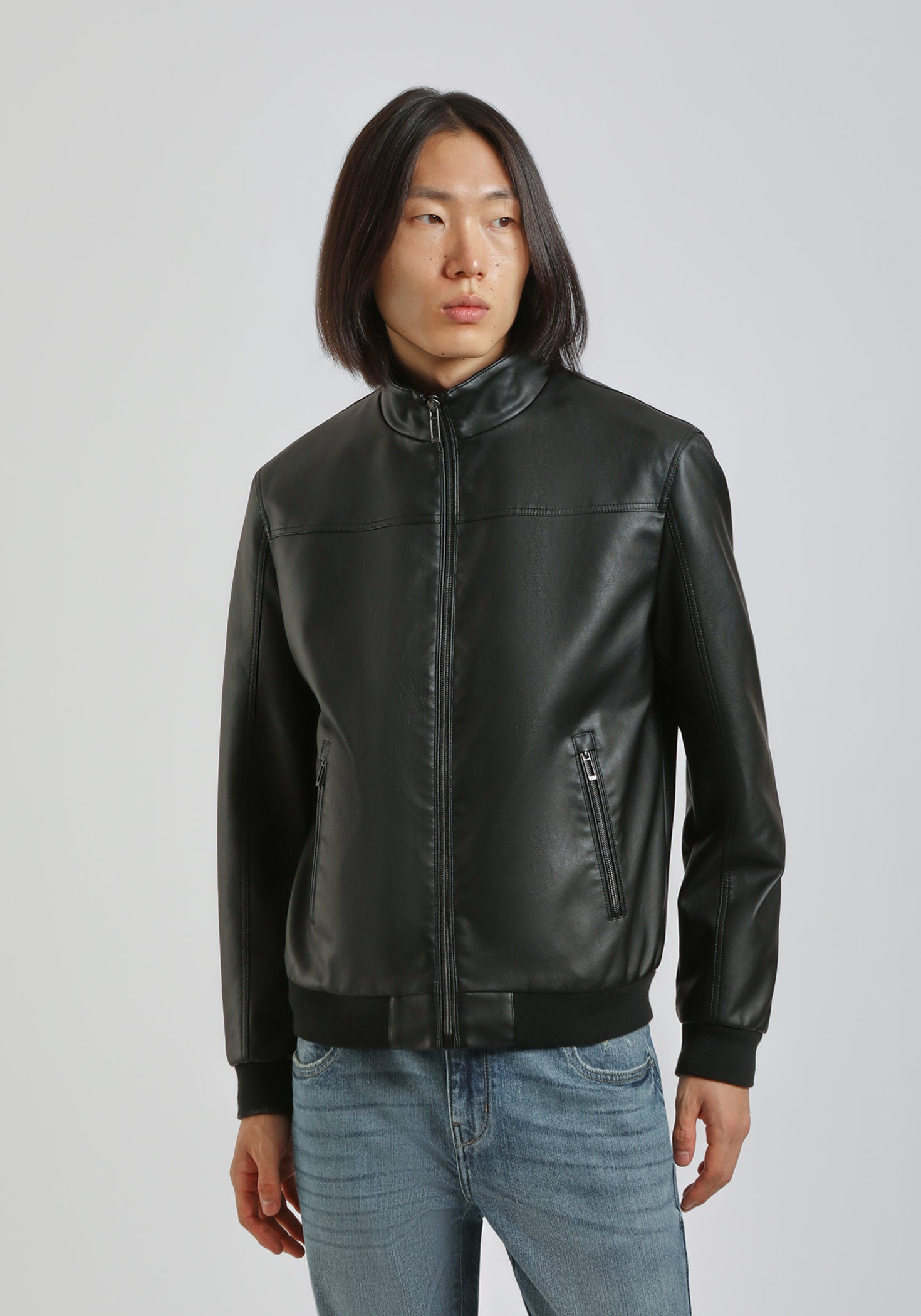 Giubbotto lupetto effetto pelle|Colore:Nero