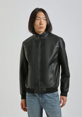 Giubbotto lupetto effetto pelle|Colore:Nero