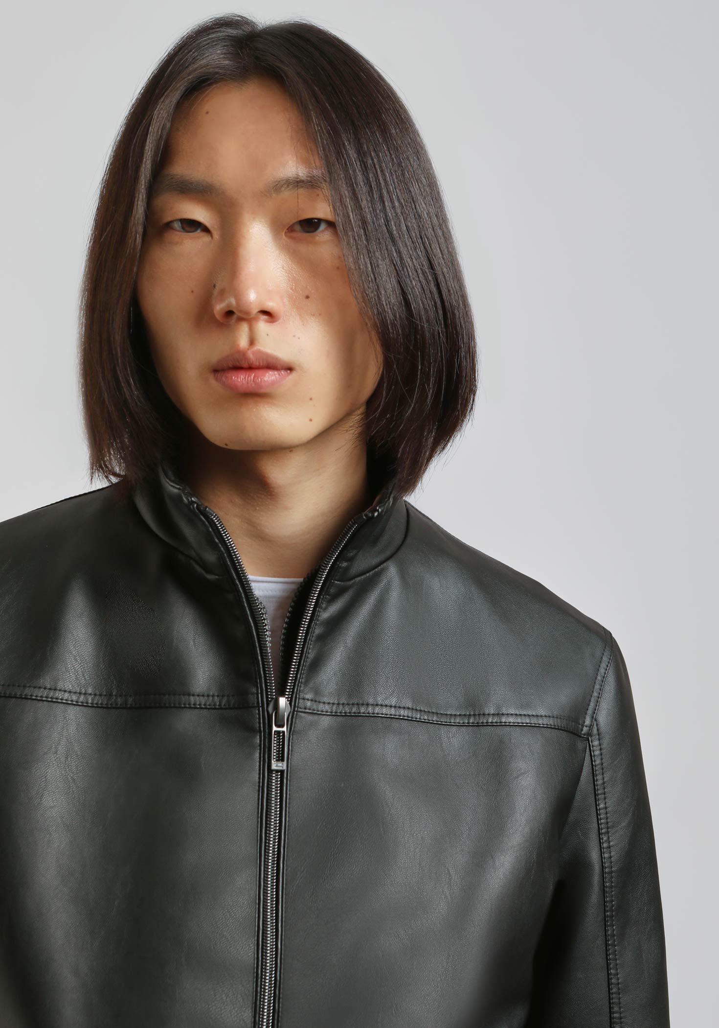 Giubbotto lupetto effetto pelle|Colore:Nero